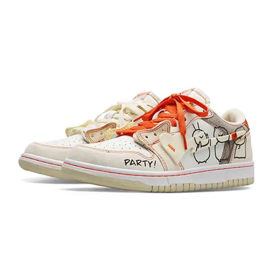 Giày Sneaker Unisex Cat & Sofa Party Baby AC280 Màu Be Trắng