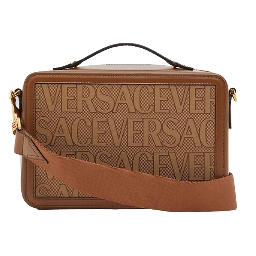 Túi xách Versace - Túi Đeo Chéo Nam Versace Canvas Messenger Bag 10017691A07951_2N24V Màu Nâu - Vua Hàng Hiệu