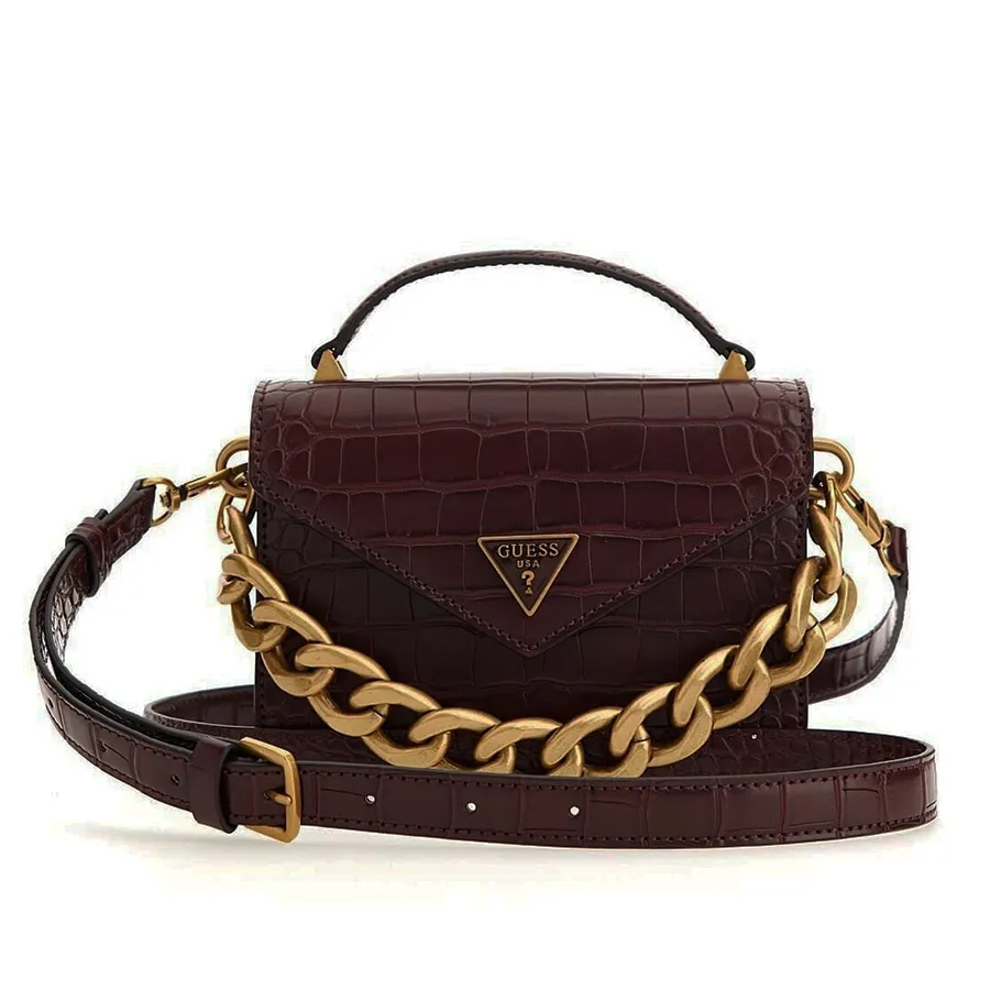 Túi xách Guess - Túi Đeo Chéo Nữ Guess Retour Top Handle Flap Bag Brown Màu Nâu - Vua Hàng Hiệu