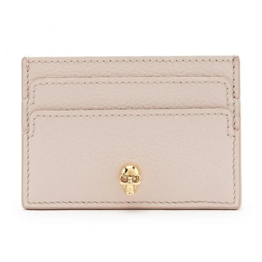 Alexander Mcqueen Da cao cấp - Ví Đựng Thẻ Nữ Alexander Mcqueen Skull Card Holder Ice Pink 554193-BPT0G 9901 Màu Be - Vua Hàng Hiệu