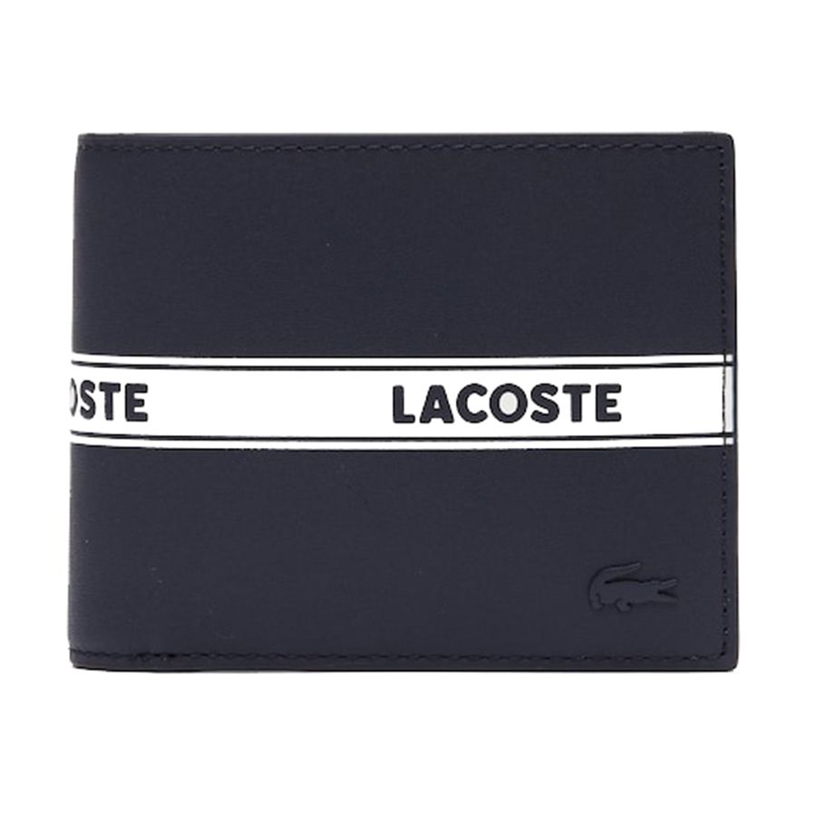 Ví Nam Lacoste Men’s Fitzgerald Branded Leather Foldable Wallet NH3788FW 699 Màu Xanh Đen