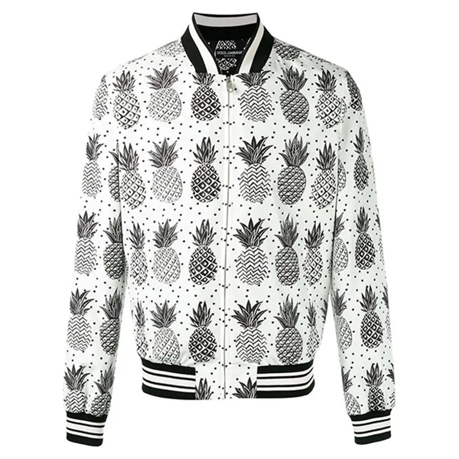 Thời trang Áo Bomber - Áo Bomber Nam Dolce & Gabbana D&G Pineapple Print G9IJ8T Màu Trắng Họa Tiết Size 44 - Vua Hàng Hiệu