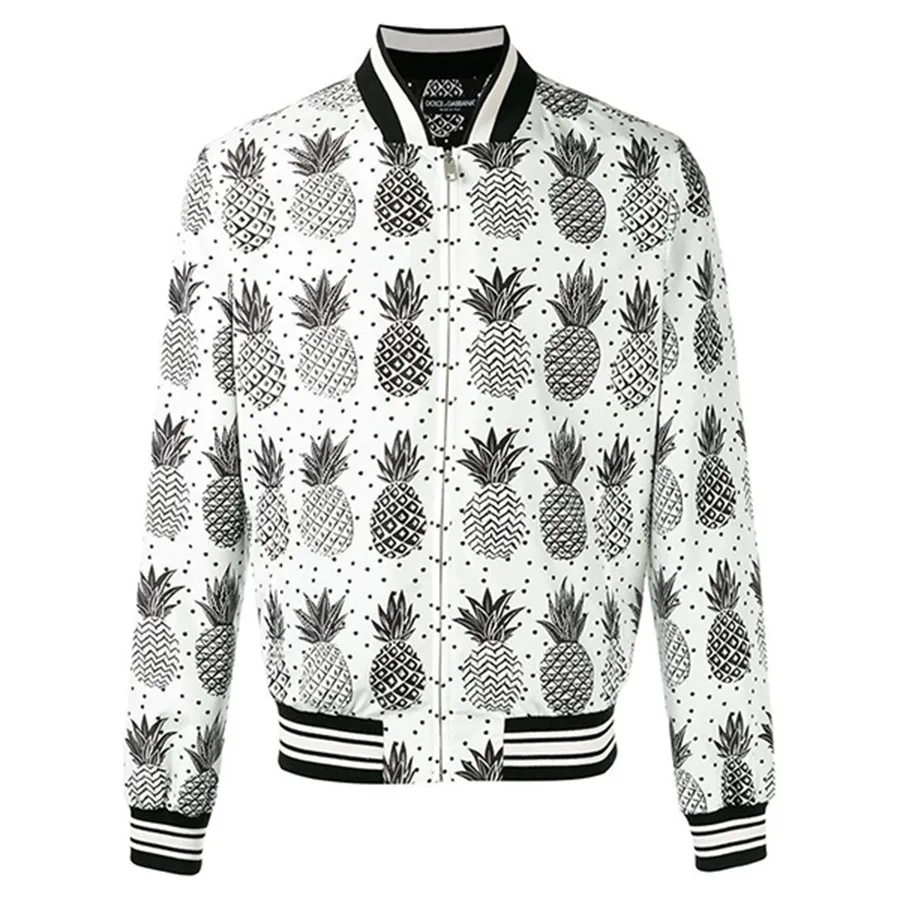 Thời trang Dolce & Gabbana Áo Bomber - Áo Bomber Nam Dolce & Gabbana D&G Pineapple Print G9IJ8T Màu Trắng Họa Tiết Size 44 - Vua Hàng Hiệu