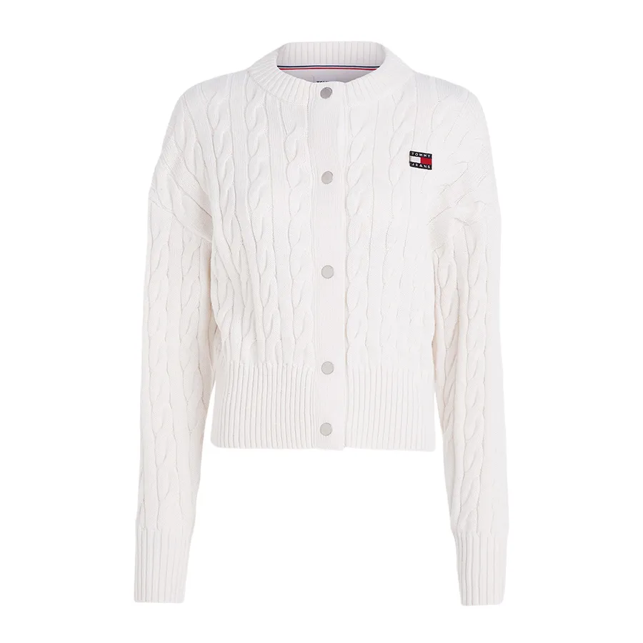 Thời trang - Áo Cardigan Nữ Tommy Hilfiger Cable Knit Badge Relaxed Cardigan DW16529YBH Màu Trắng - Vua Hàng Hiệu