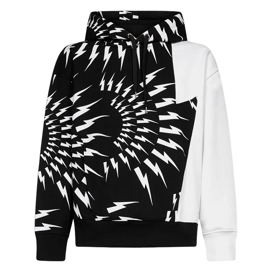 Neil Barrett - Áo Hoodie Nam Neil Barrett BJS052SS509S Motif Print Drawstring Màu Đen Trắng Size S - Vua Hàng Hiệu