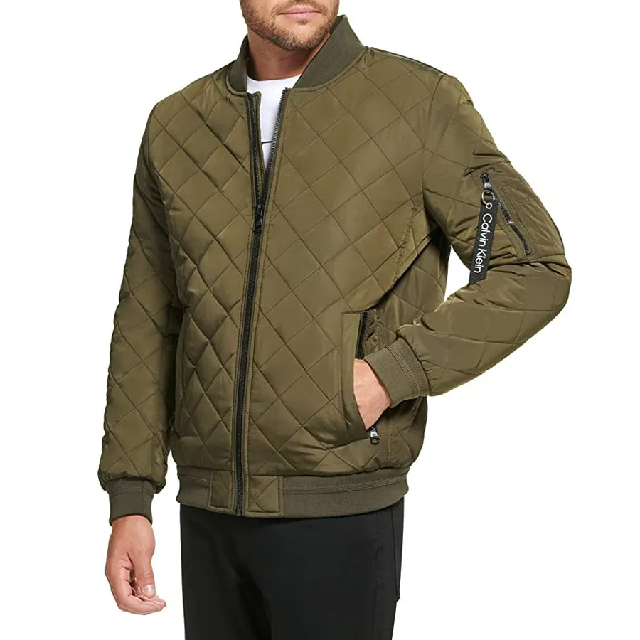 Thời trang Áo Bomber - Áo Bomber Nam Calvin Klein CK Jacket CM008986 - OVN Màu Xanh Olive Size S - Vua Hàng Hiệu