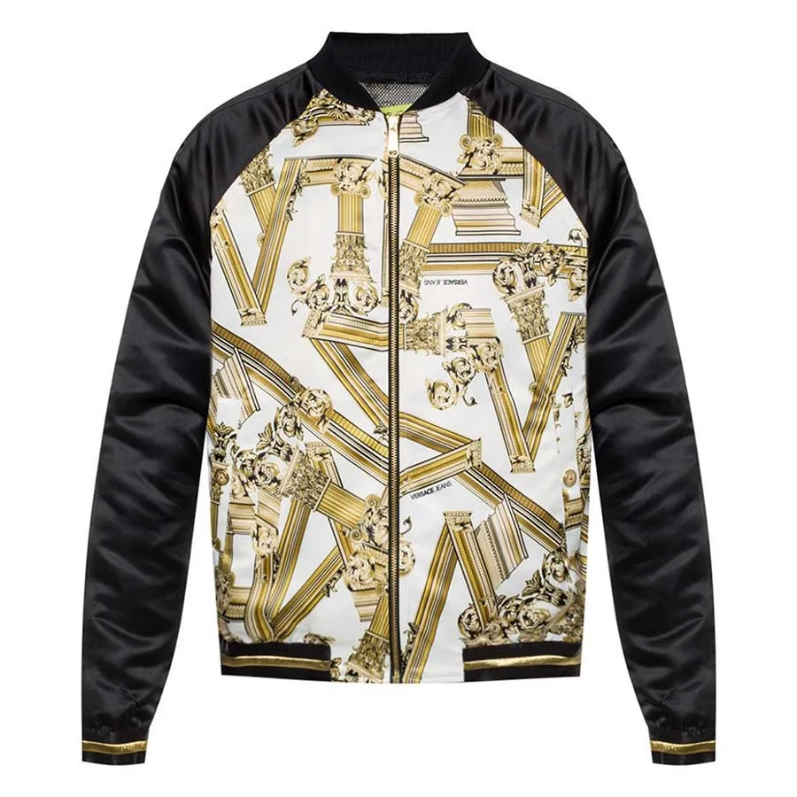 Thời trang Versace Đen - vàng - Áo Khoác Nam Versace Jeans Couture Multicolour Bomber Jacket With A Printed Pattern Màu Đen Vàng Size 48 - Vua Hàng Hiệu