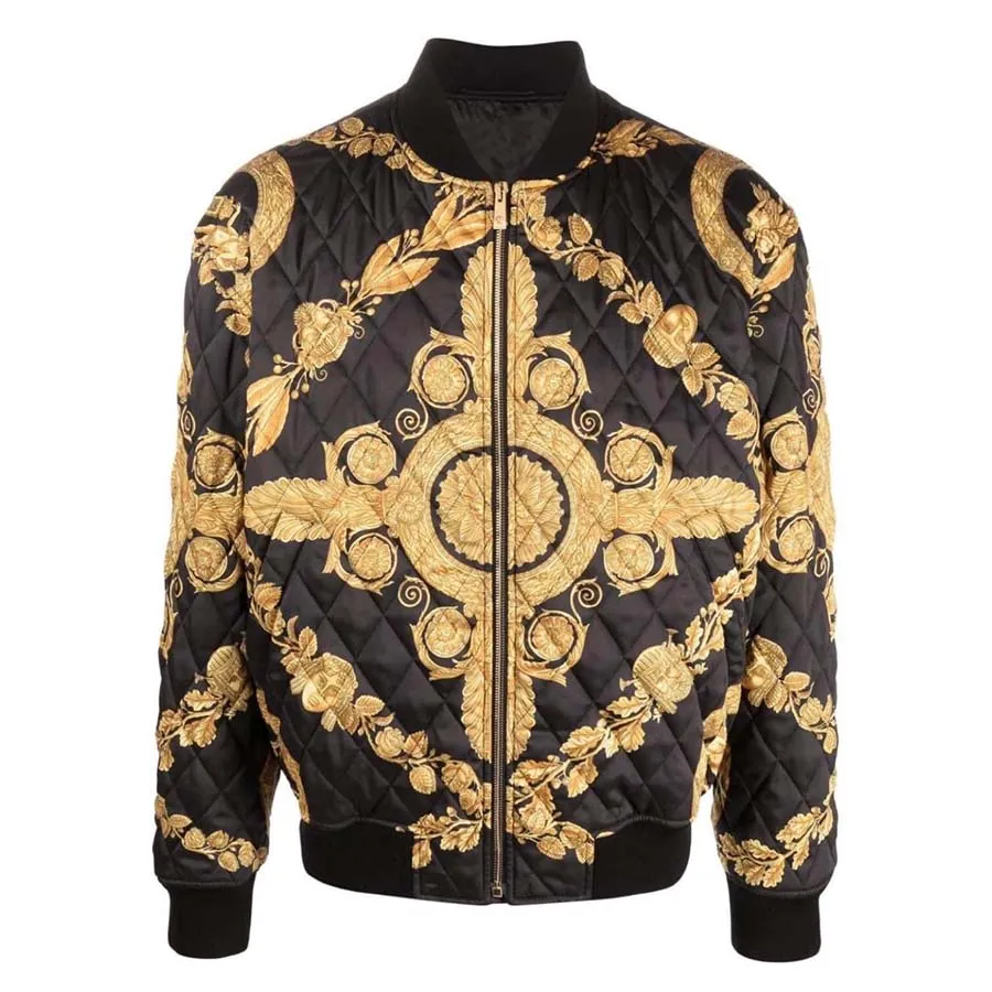 Thời trang Versace Đen - vàng - Áo Khoác Nam Versace Maschera Baroque-print Quilted Bomber Jacket 1009431 Màu Đen Vàng Size 46 - Vua Hàng Hiệu