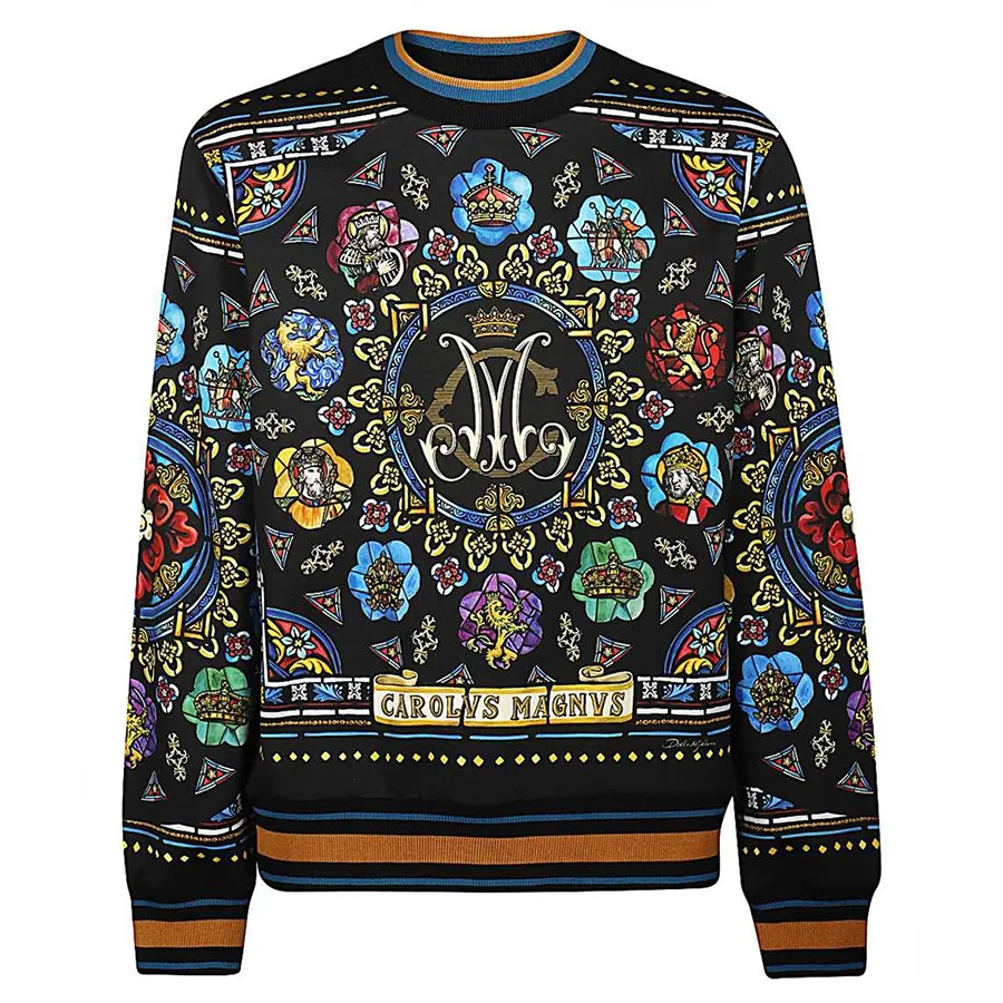 Thời trang Vải nỉ cao cấp - Áo Nỉ Sweater Nam Dolce & Gabbana D&G Black Charlemagne Printed G9OW6T FI7JM HH82C Phối Màu - Vua Hàng Hiệu