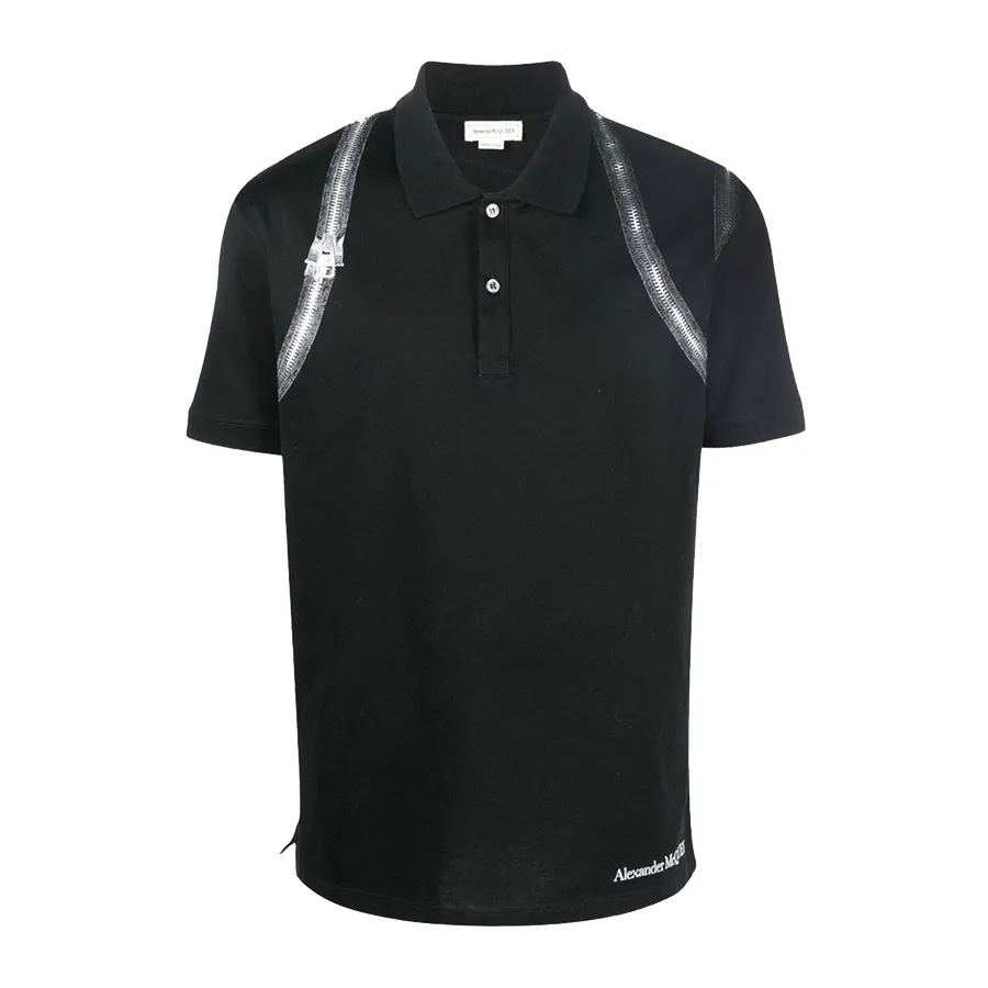 Alexander Mcqueen - Áo Polo Nam Alexander Mcqueen Black With Logo Tape 687731 QSZ92 0901 Màu Đen - Vua Hàng Hiệu