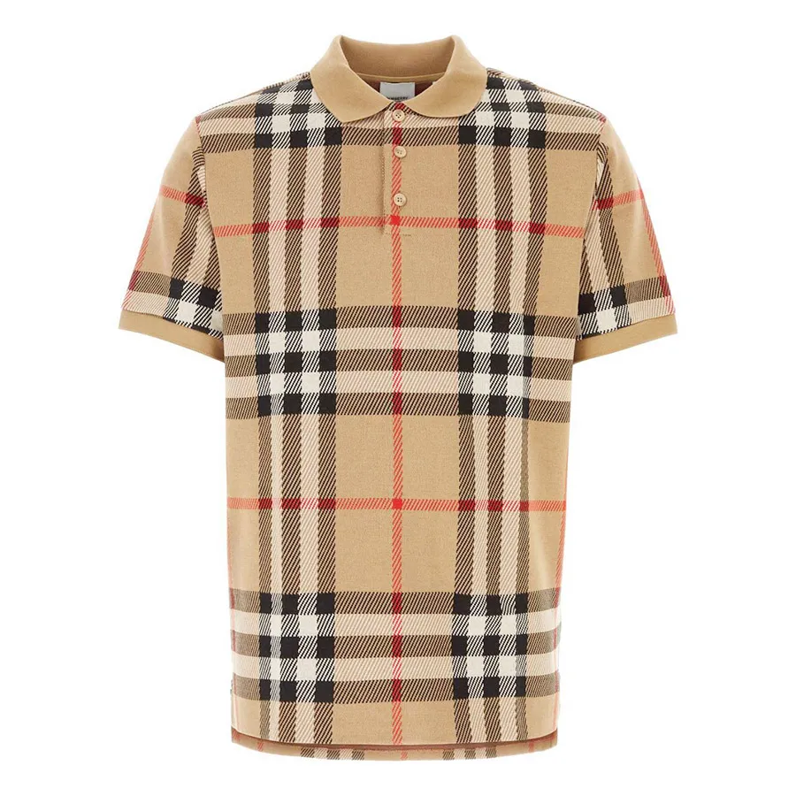 Thời trang Burberry Be - Áo Polo Nam Burberry Men's Check Jacquard Polo Shirt 8072663 A7028 Màu Be Size M - Vua Hàng Hiệu