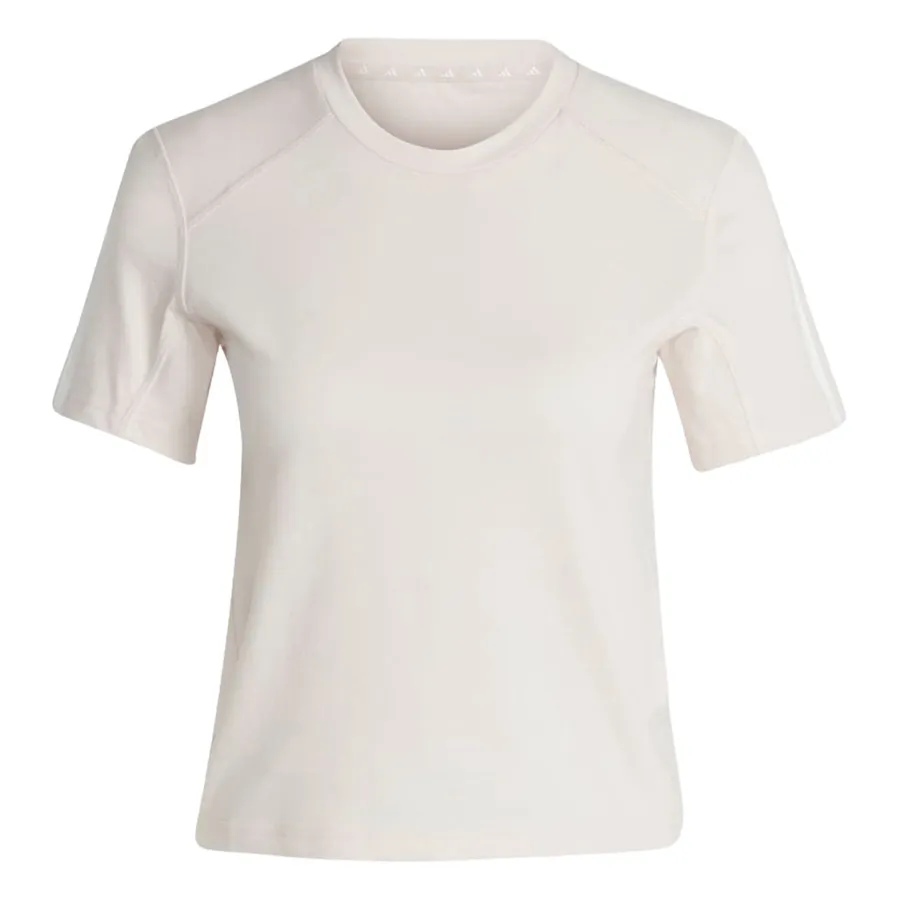 Thời trang Polyester, Cotton - Áo Thun Nữ Adidas Cotton Train Essentials 3-Stripes Workout Tshirt HR7844 Màu Trắng Ngà Size XS - Vua Hàng Hiệu
