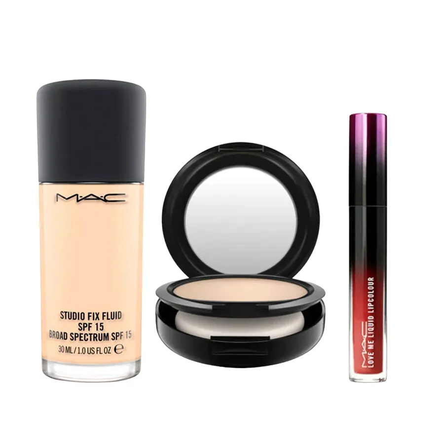 Trang điểm M-A-C Set Quà tặng - Combo 3 Món Trang Điểm MAC (Kem Nền NC15 + Phấn Phủ NC15 + Son MAC 480) - Vua Hàng Hiệu