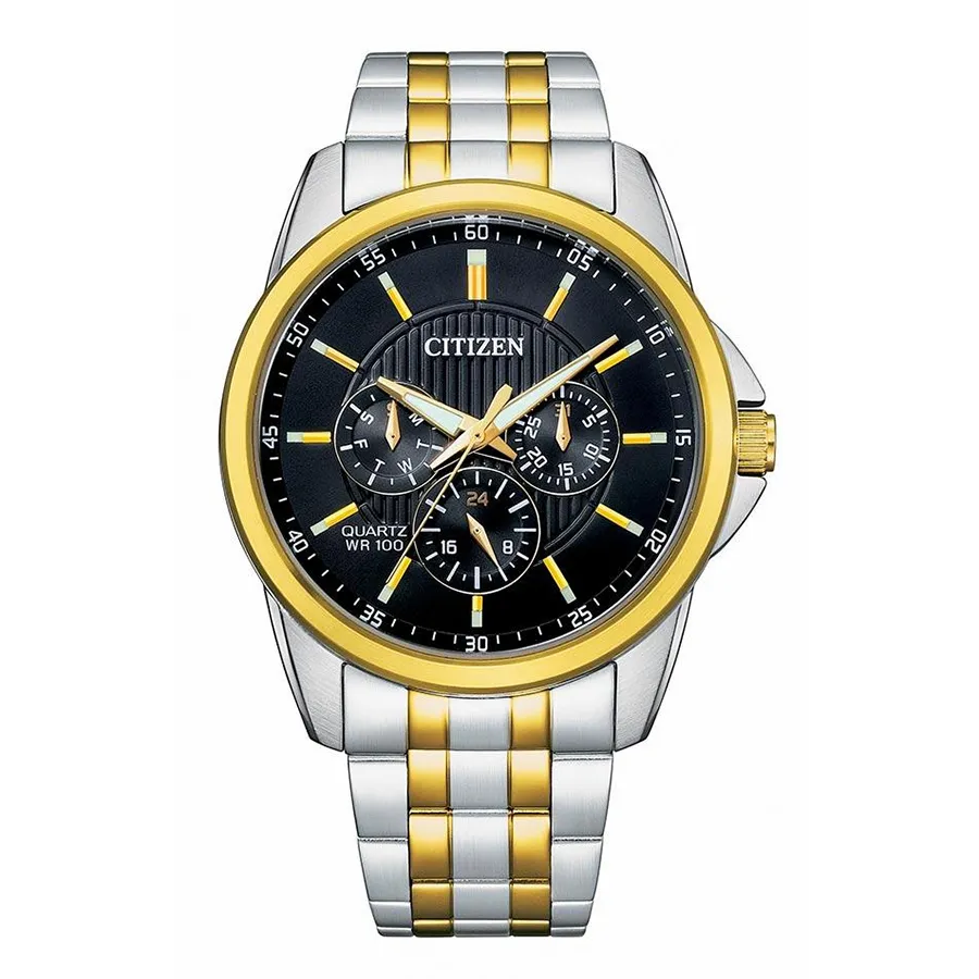 Đồng Hồ Nam Citizen Quartz Gents Watch Black Dial AG8348-56E Màu Bạc/Vàng Gold