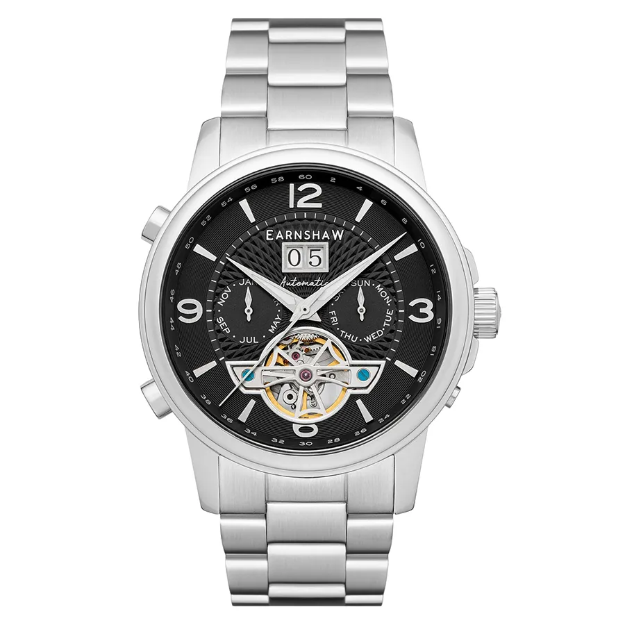 Đồng hồ Anh - Đồng Hồ Nam Thomas Earnshaw Black Storm Automatic Watch ES-8177-11 Màu Bạc Mặt Đen - Vua Hàng Hiệu