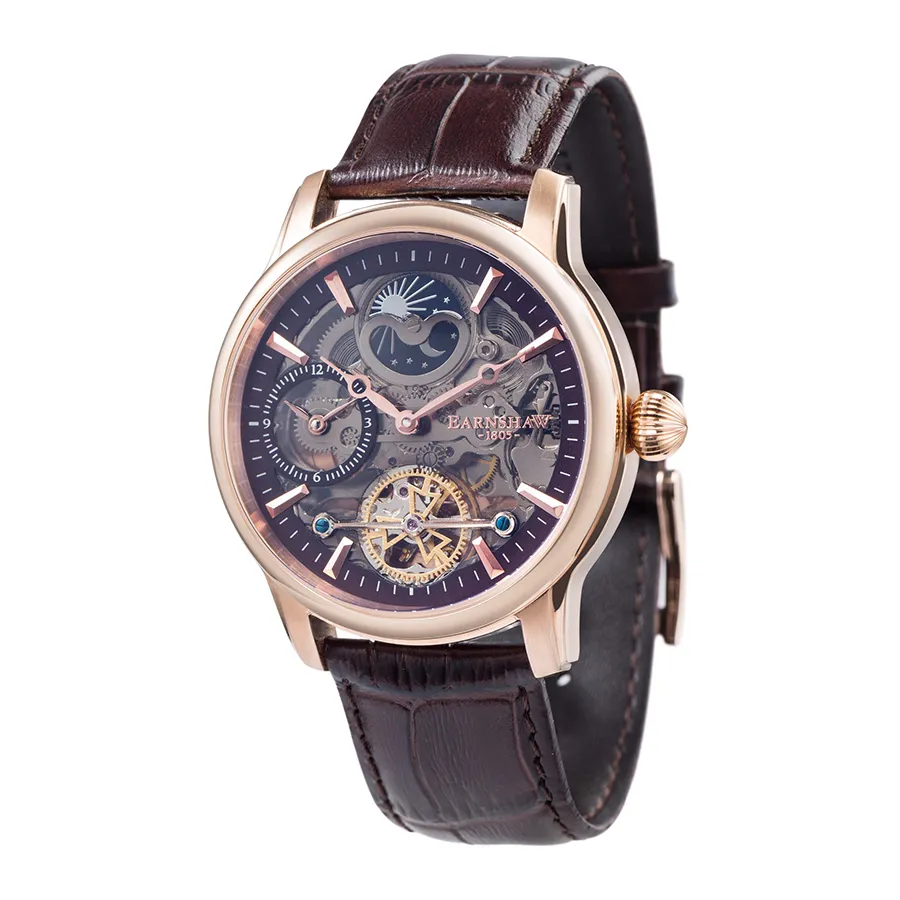 Đồng hồ Anh - Đồng Hồ Nam Thomas Earnshaw Longitude Shadow Sun & Moon Automatic Watch ES-8063-06 Màu Nâu - Vua Hàng Hiệu