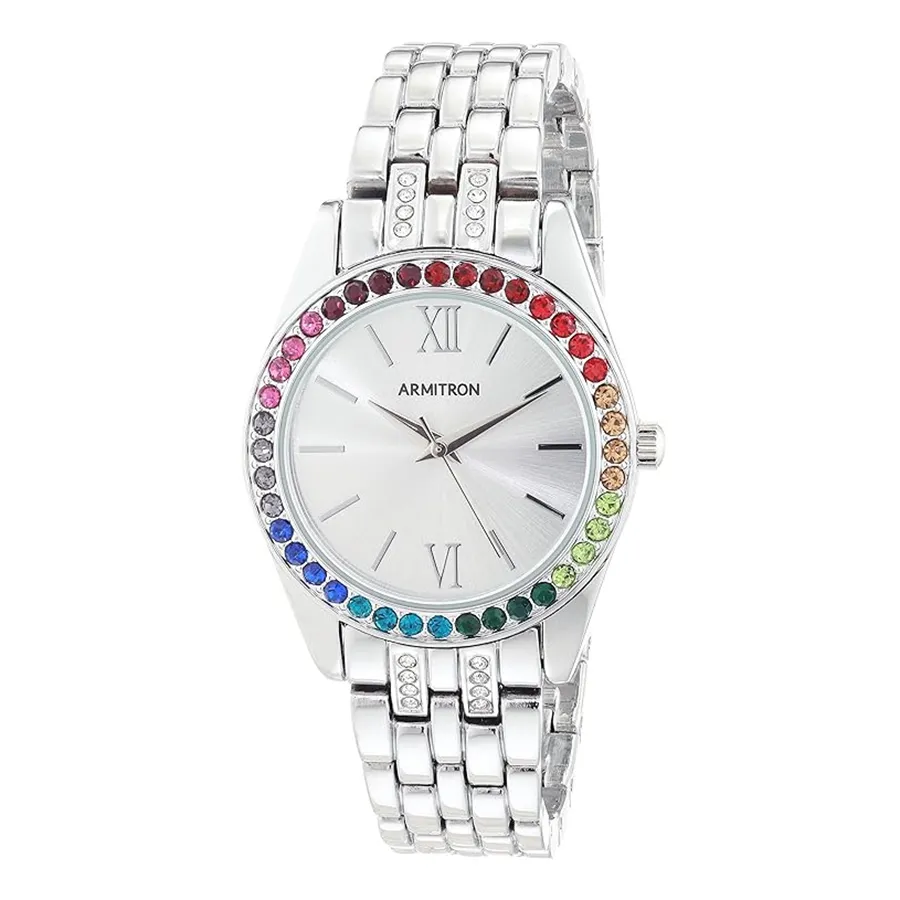 Đồng Hồ Nữ Armitron Women's Genuine Crystal Accented Bracelet Watch 75/5763 Màu Bạc N-TNY