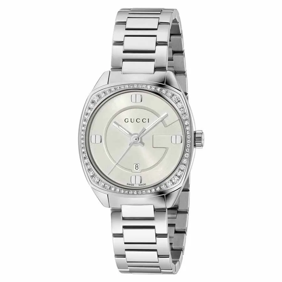 Đồng Hồ Nữ Gucci GG2570 Diamond Stainless Steel Watch YA142506 Màu Bạc
