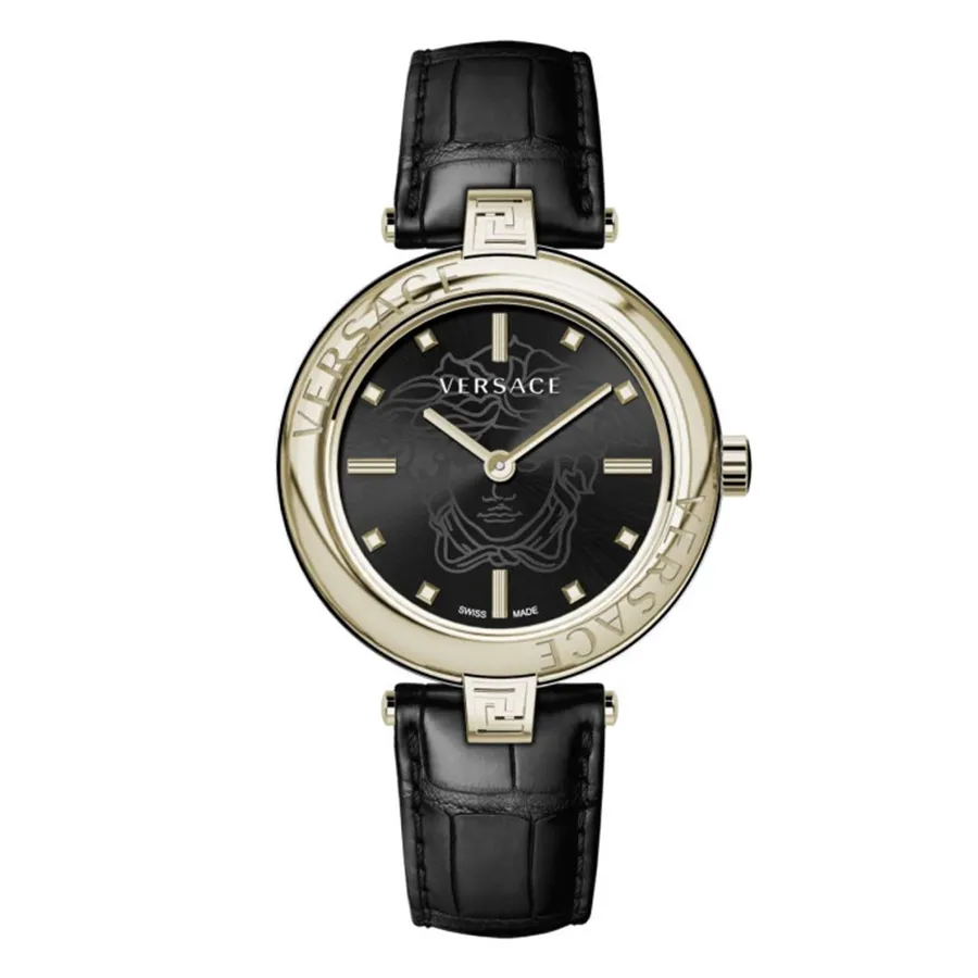 Đồng hồ Versace Thép không gỉ, Mạ PVD, Dây da - Đồng Hồ Nữ Versace Lady Quartz Watch VE2J00421 Màu Đen - Vua Hàng Hiệu