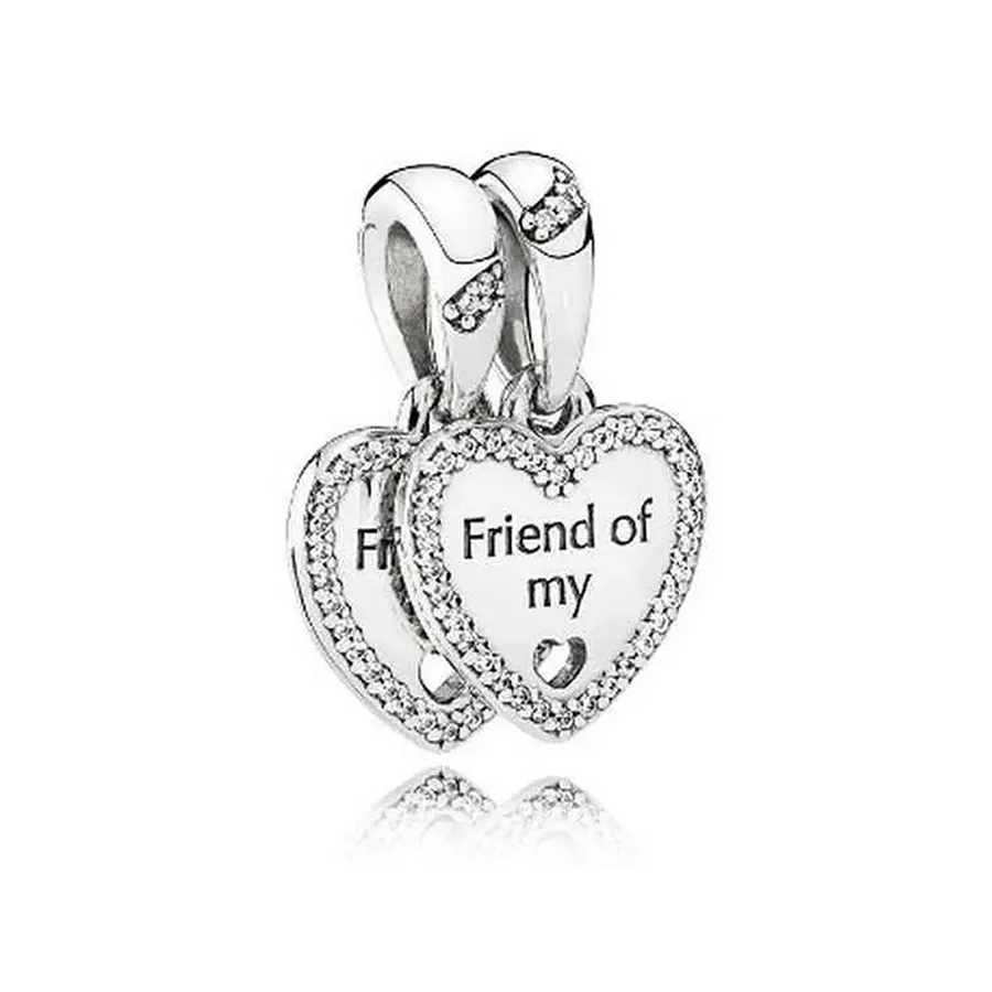 Trang sức Pandora Bạc sterling, đá zirconia - Hạt Vòng Charm Pandora Sterling Silver Hearts Of Friendship Dangle 792147CZ Màu Bạc - Vua Hàng Hiệu