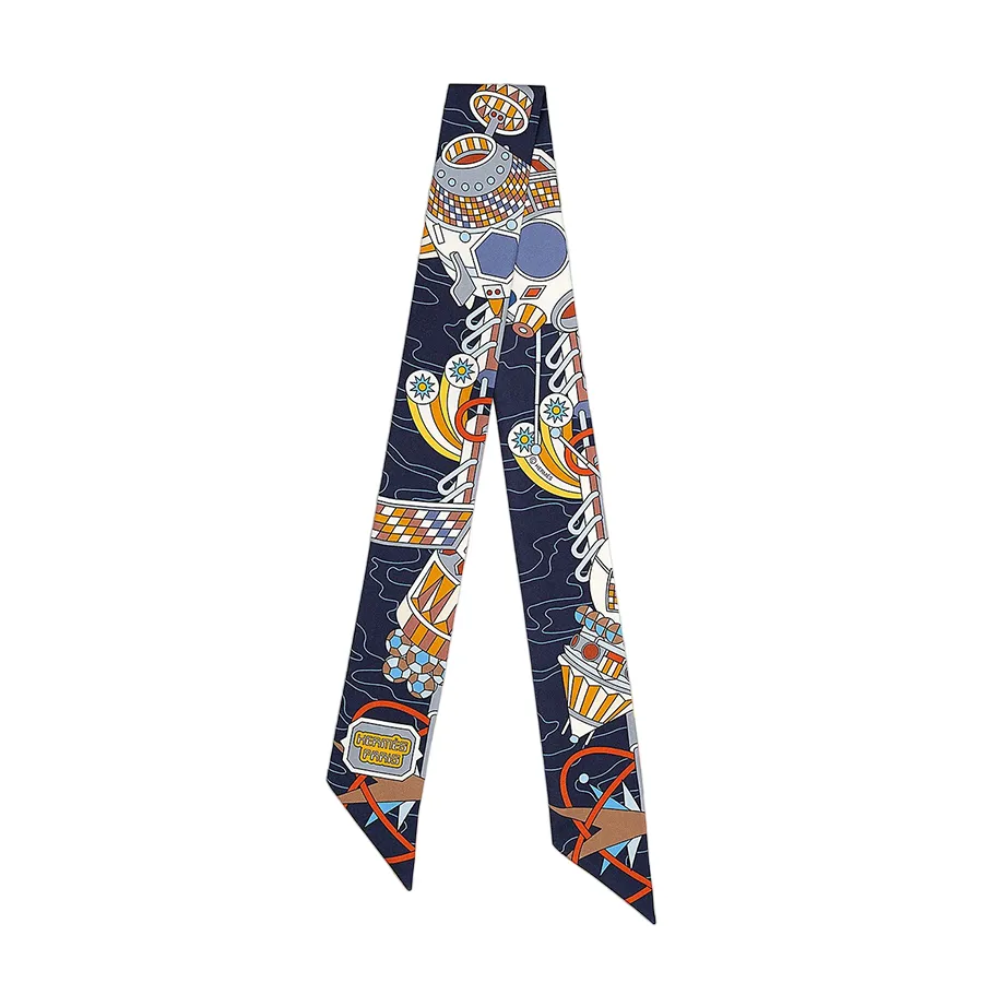 Thời trang Hermès - Khăn Nữ Hermès Scarf Odyssey Twilly Marine / Gold / Ciel Phối Màu - Vua Hàng Hiệu