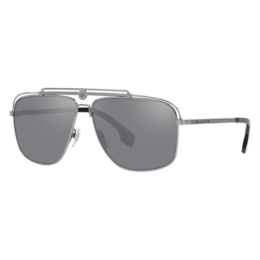 Kính mắt Versace - Kính Mát Nam Versace Gunmetal Silver Mirror Sunglasses 2242 1001/6G 3N Màu Xám - Vua Hàng Hiệu
