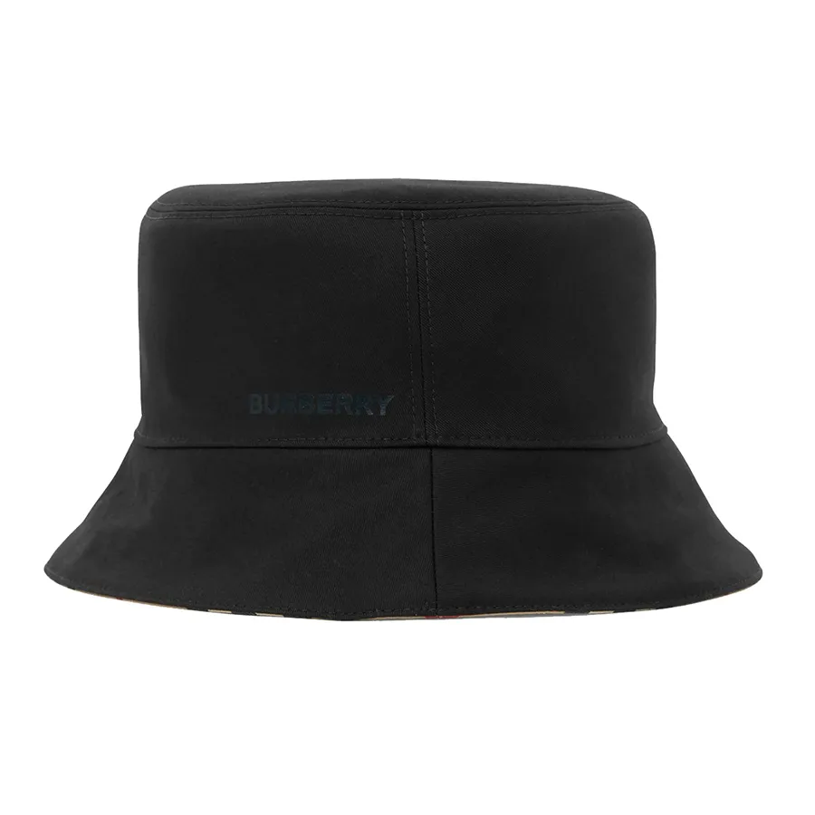 Mũ nón Burberry - Mũ Burberry Reversible Icon Stripe Cotton Bucket Hat Màu Đen Size XS - Vua Hàng Hiệu