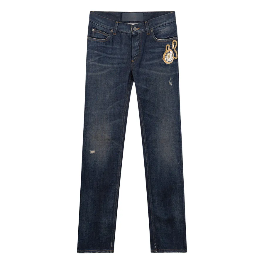 Quần Jean Nam Dolce & Gabbana D&G Blue With Logo Embroidered G6OLLZ G8T91 S9001 Màu Xanh Size 44