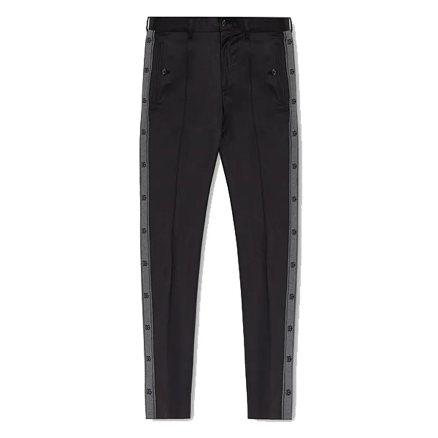 Thời trang Quần tây - Quần Tây Nam Dolce & Gabbana D&G Black Pleat Front Trousers With Side Panels GVRHET FUBFA-N0000 Màu Đen - Vua Hàng Hiệu