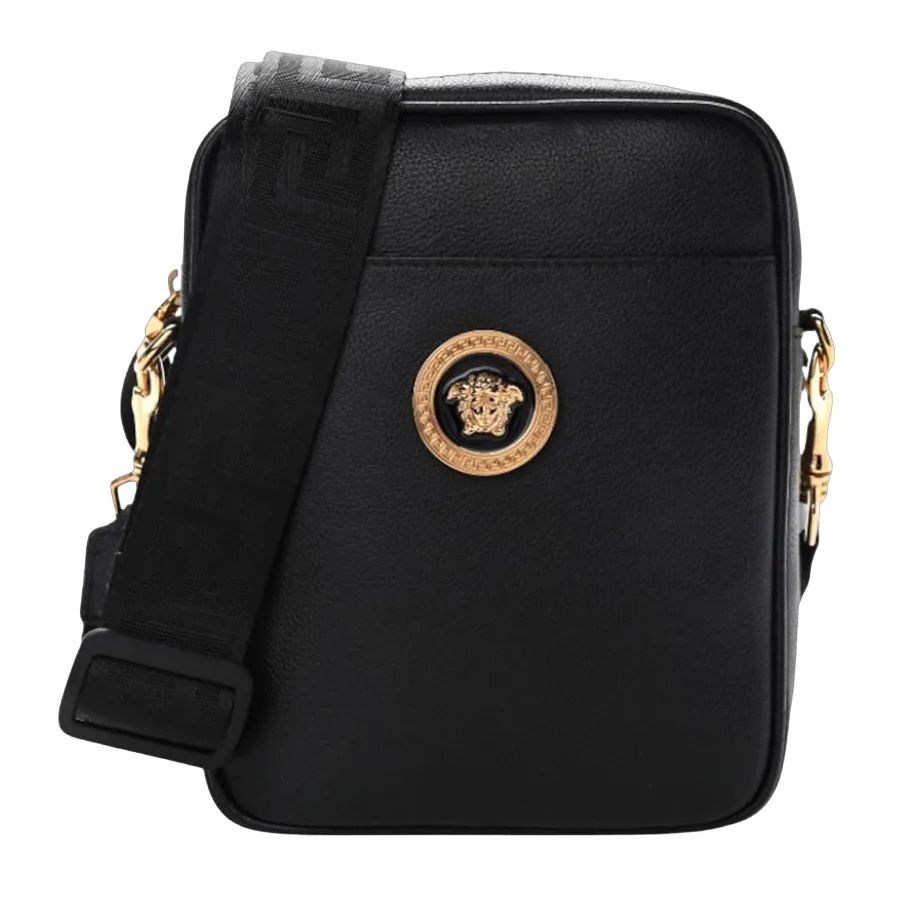 Túi xách Versace - Túi Đeo Chéo Nam Versace Leather Messenger Bag 1002885_1A02187 Màu Đen - Vua Hàng Hiệu