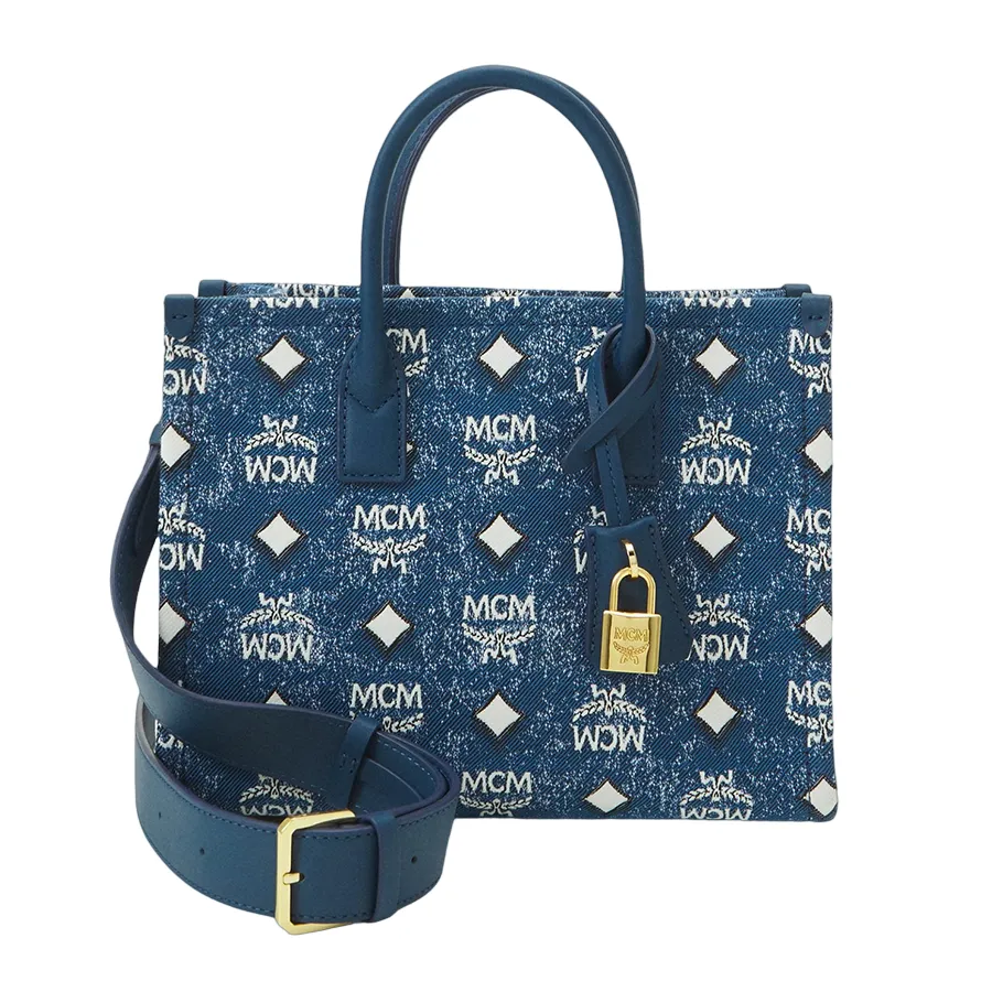 Túi xách Da / Vải - Túi Tote MCM Munchen Bag Màu Xanh Navy - Vua Hàng Hiệu