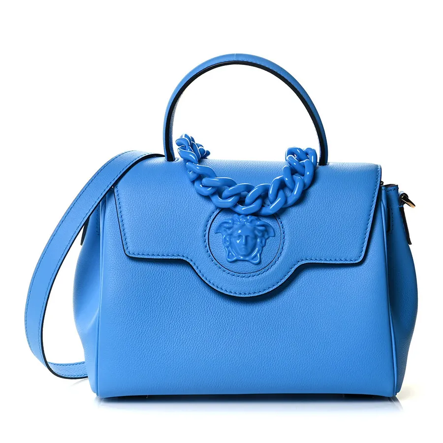 Túi xách Versace - Túi Xách Nữ Versace Calfskin Medium La Medusa Bag DV 898987 Màu Xanh Blue - Vua Hàng Hiệu
