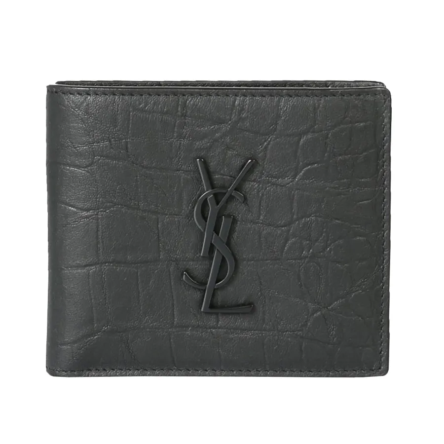Ví Nam Yves Saint Laurent YSL Leather Monogram Wallet Màu Đen N-HM