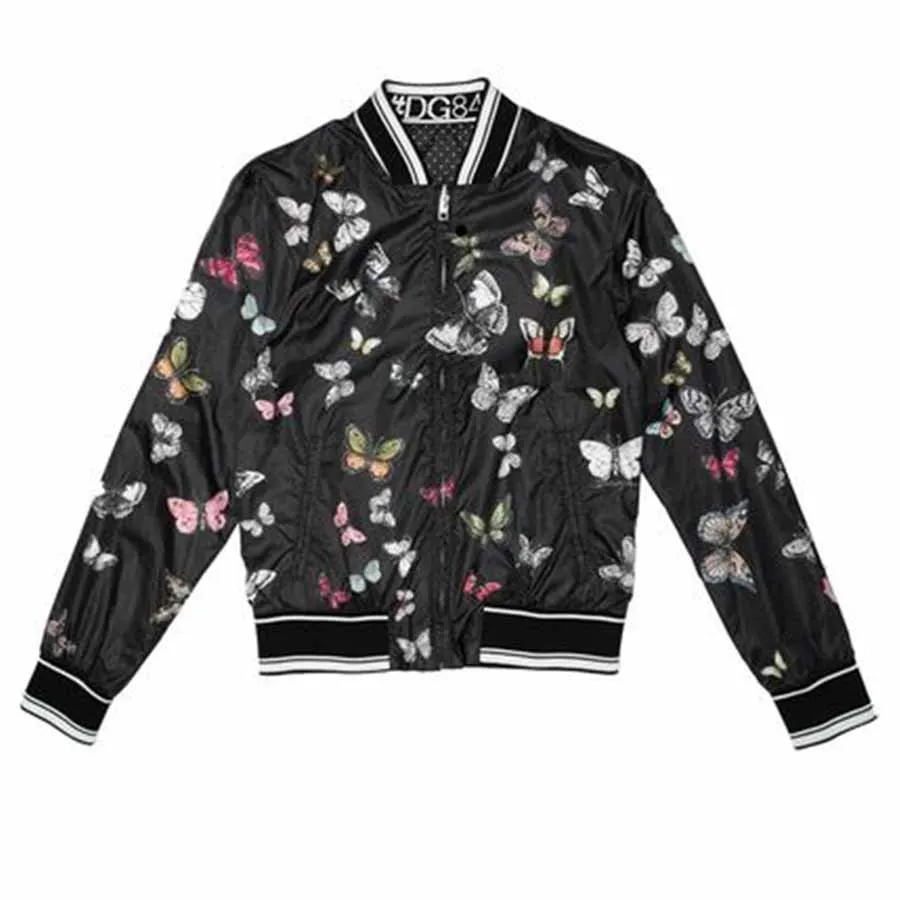 Thời trang Dolce & Gabbana Áo Bomber - Áo Bomber Nam Dolce & Gabbana D&G Playful Angels And Flower Print Black Jacket Màu Đen Hoạ Tiết - Vua Hàng Hiệu