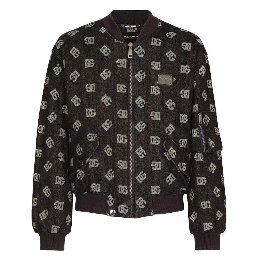 Thời trang Áo Bomber - Áo Bomber Nam Dolce & Gabbana D&G Stretch Jacquard Jacket Màu Đen Hoạ Tiết - Vua Hàng Hiệu