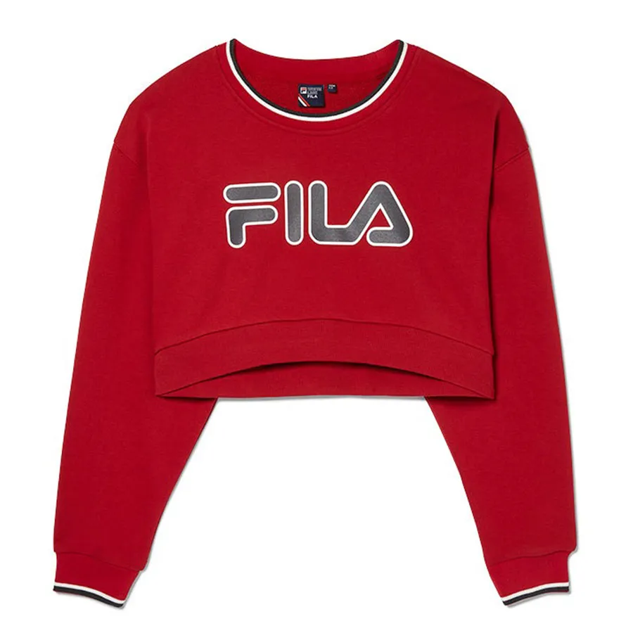 Thời trang Fila Nữ - Áo Nỉ Nữ Fila Heritage Crop Sweater FS2POF1H52F-HRD Màu Đỏ - Vua Hàng Hiệu