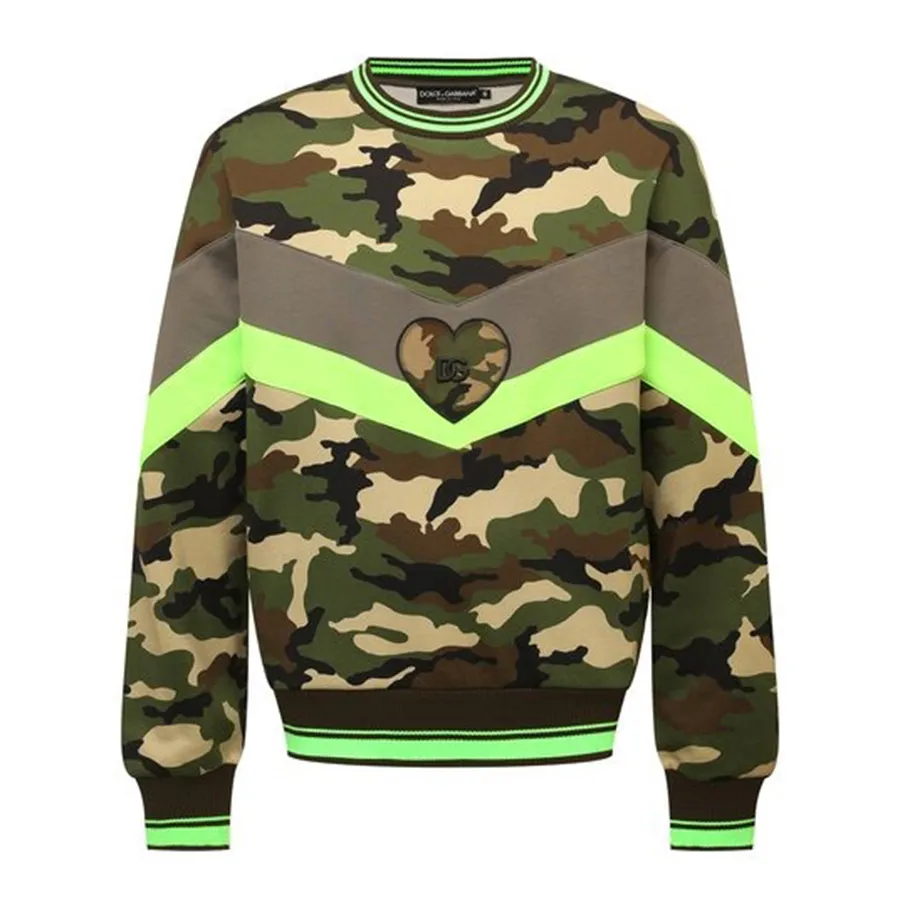 Thời trang Polyester, Cotton - Áo Nỉ Sweater Nam Dolce & Gabbana D&G Camouflage-Print G9UZ2Z Màu Xanh Green Size 44 - Vua Hàng Hiệu