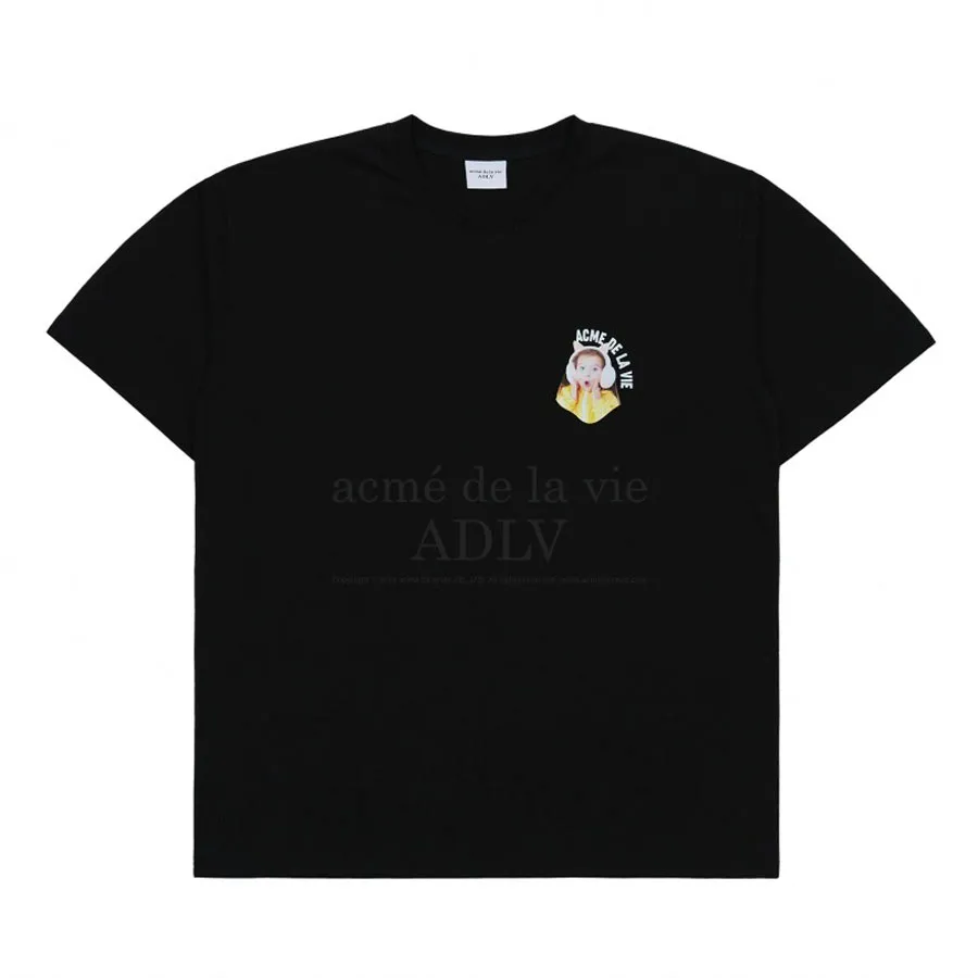 Acmé De La Vie Đen - Áo Phông Acmé De La Vie ADLV Mini Baby Face Cat Earplug T-Shirt Màu Đen - Vua Hàng Hiệu