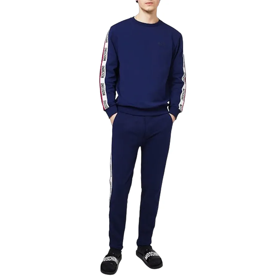 Thời trang Moschino - Bộ Quần Áo Nỉ Nam Moschino Taped Sweatshirt Màu Xanh Size M - Vua Hàng Hiệu