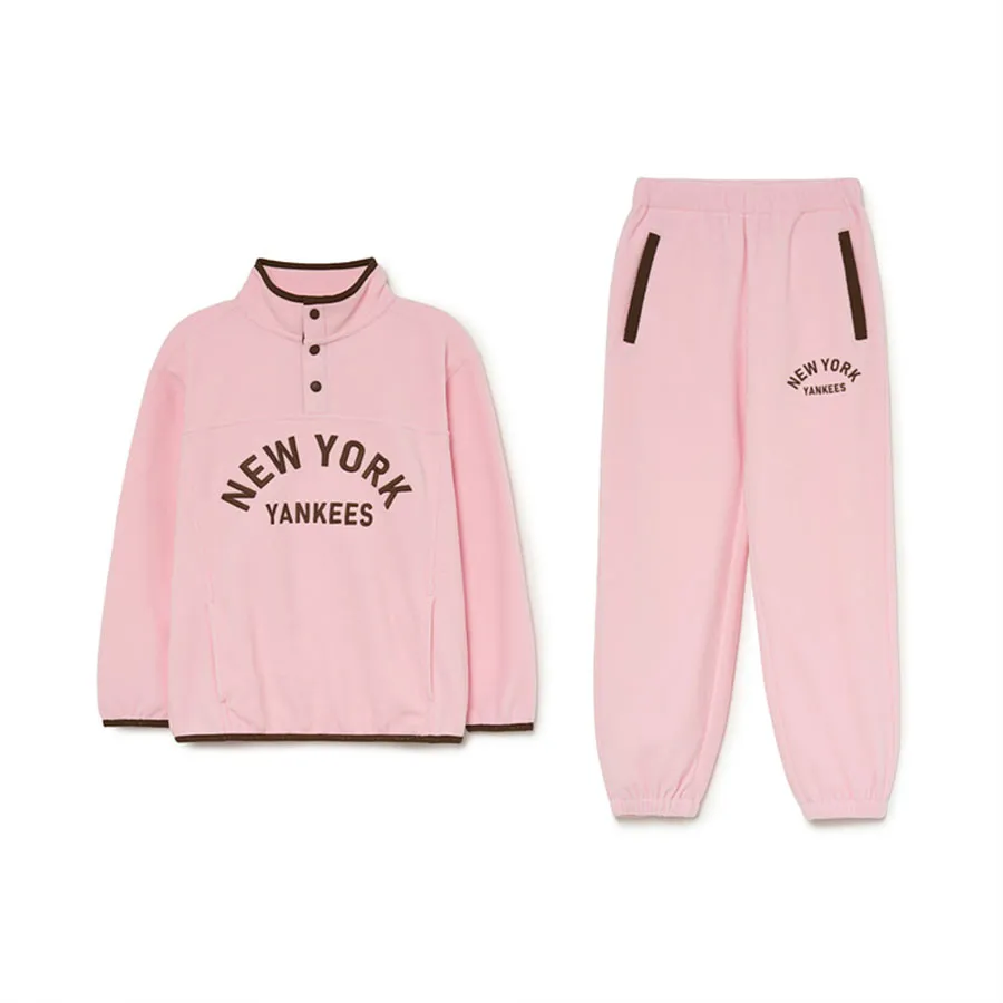 Thời trang Trẻ em - Bộ Quần Áo Nỉ Trẻ Em MLB Varsity Half-Zip MTM Set-Up New York Yankees 7AS2BV336-50PKS Màu Hồng - Vua Hàng Hiệu