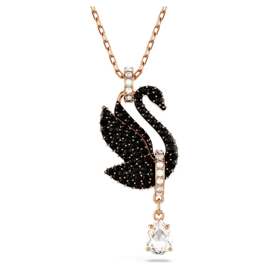 Dây Chuyền Nữ Swarovski Iconic Swan Pendant Swan, Small, Black, Rose Gold-Tone Plated 5678045 Màu Đen