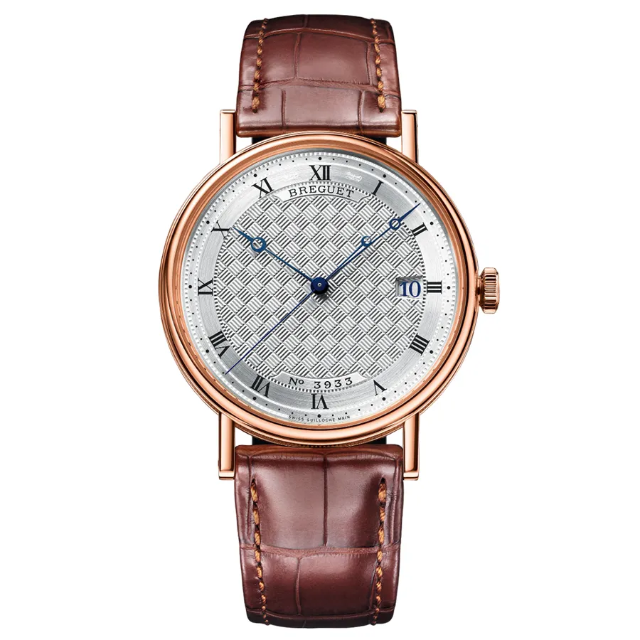 Đồng hồ Vàng hồng 18k, dây da - Đồng Hồ Nam Breguet Classique Automatic 38mm 5177BR/12/9V6 Màu Nâu Vàng - Vua Hàng Hiệu