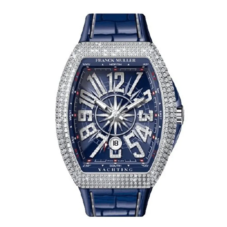 Franck Muller - Đồng Hồ Nam Franck Muller V41 Steel Diamond Yachting Màu Xanh Lam - Vua Hàng Hiệu