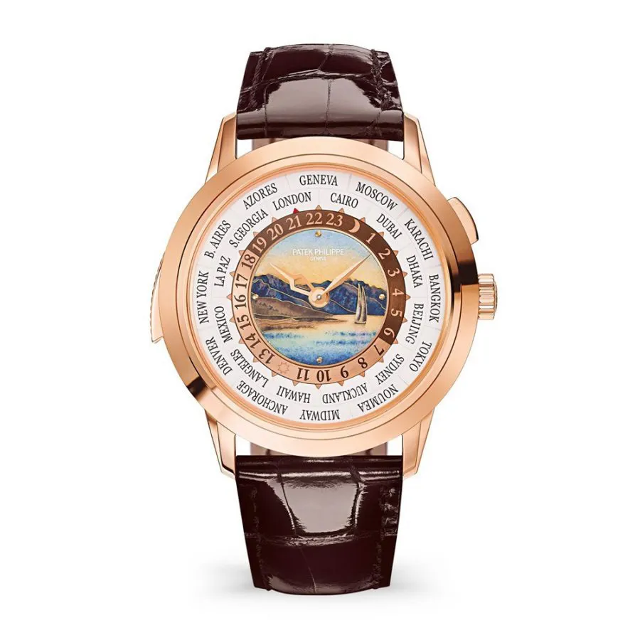 Đồng hồ Vàng hồng 18k, dây da - Đồng Hồ Nam Patek Philippe Grand Complications 5531R-012 Minute Repeater World Time Màu Nâu - Vua Hàng Hiệu