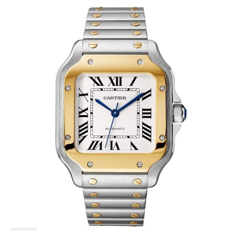 Đồng hồ Cartier Mặt vuông - Đồng Hồ Nữ Cartier Santos De W2SA0016 35,1mm Màu Demi (Vàng - Bạc) - Vua Hàng Hiệu