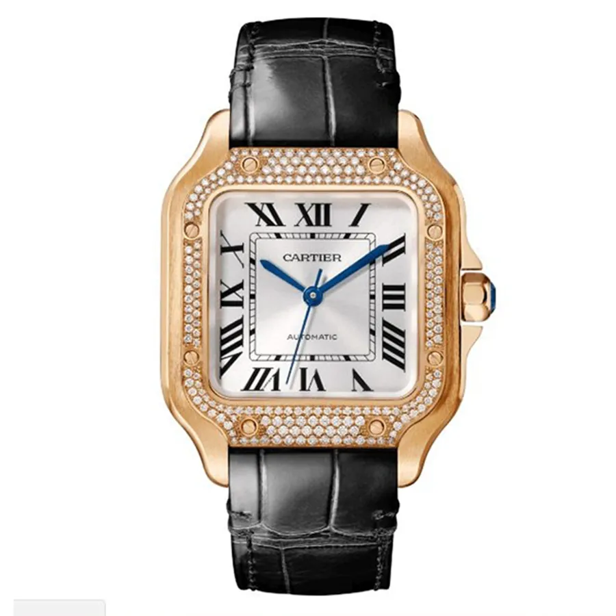 Đồng hồ Cartier Mã giảm giá - Đồng Hồ Nữ Cartier Santos De WJSA0012 35,1mm Màu Đen / Vàng Hồng - Vua Hàng Hiệu