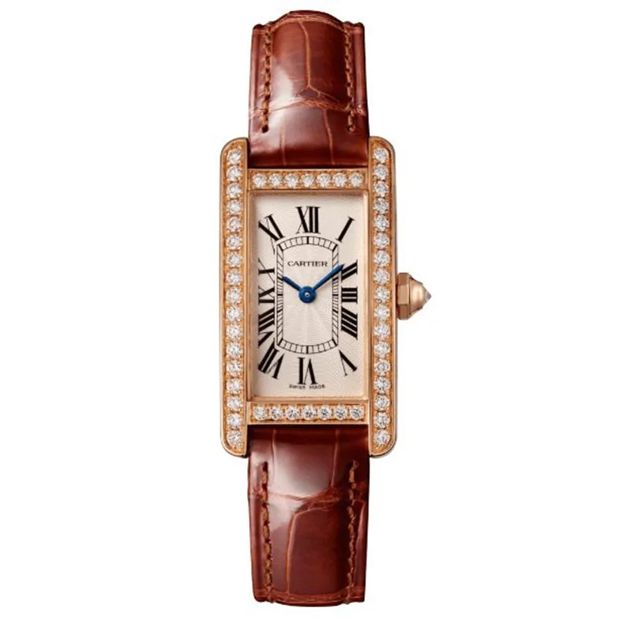 Đồng hồ Pháp - Đồng Hồ Nữ Cartier Tank Américaine WJTA0002 34.8mm Màu Nâu/ Vàng Hồng - Vua Hàng Hiệu