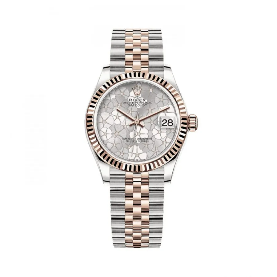 Rolex Nữ - Đồng Hồ Nữ Rolex Datejust 31mm Stainless Steel And Rose Gold Floral Dial 278271-0032 Màu Bạc/Vàng Hồng - Vua Hàng Hiệu