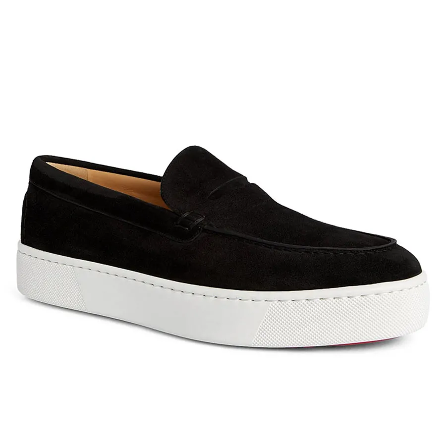 Christian Louboutin - Giày Lười Nam Christian Louboutin Loafers Paqueboat Suede Màu Đen - Vua Hàng Hiệu