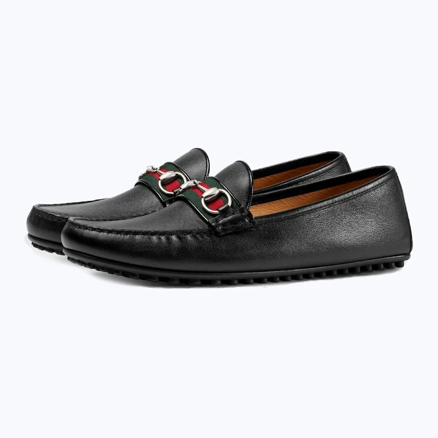 Giày Gucci Nam - Giày Lười Nam Gucci GG Leather Loafers Moccasins Black 450892-A9L60-1098 Màu Đen Size 42.5 - Vua Hàng Hiệu